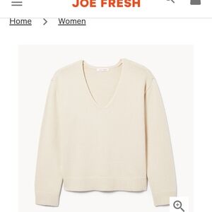 Joe Fresh NWT XL Women's Cream V-Neck SOFT SOFT Sweater